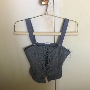 Tight lace up Grey crop top.